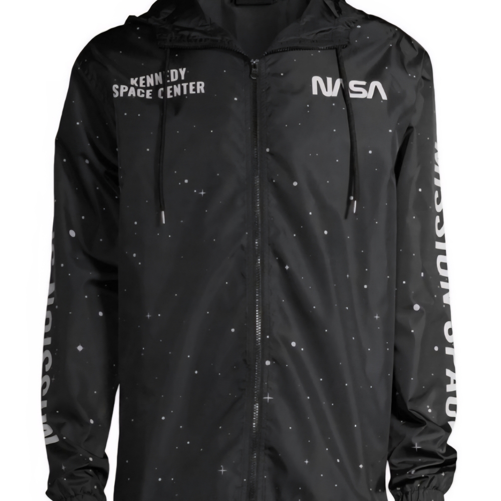 Hyper Space NASA Kennedy Space Center Black Windbreaker Jacket